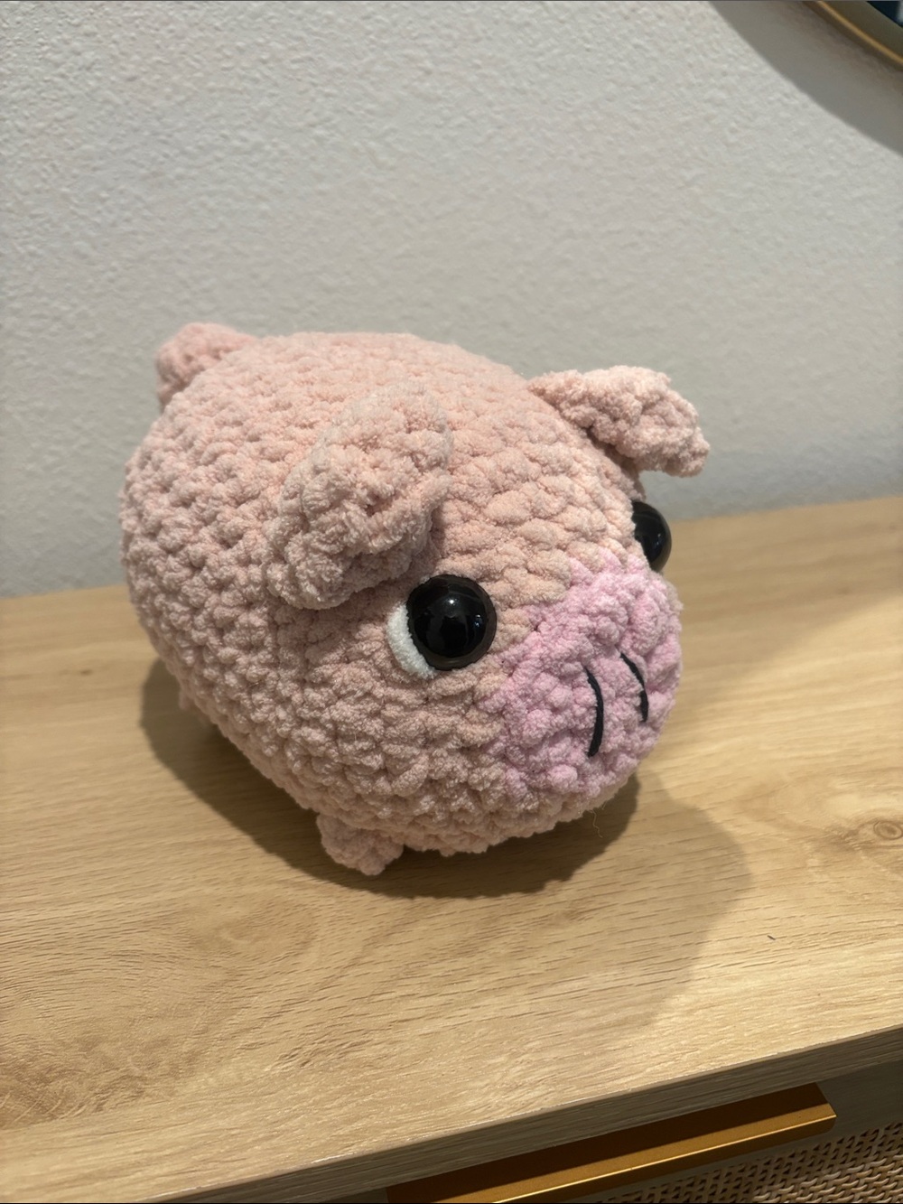 Plush crochet Pink Pig Stuffed Animal